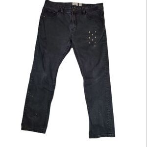 DECIBEL skull studded black denim 38x32